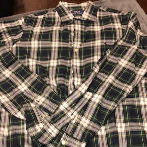 Polo by Ralph Lauren Men's Navy and Green Plaid Shirt